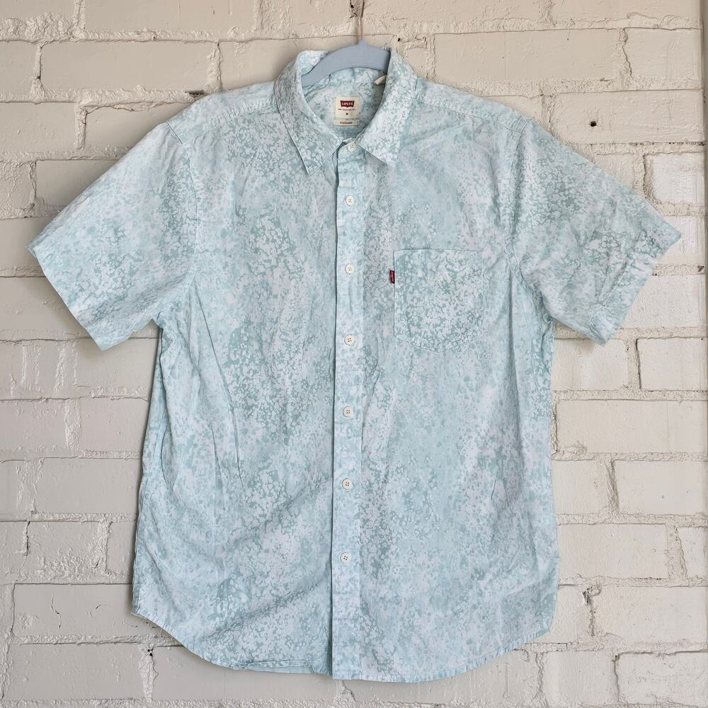 Levi's 100% Cotton Aqua Snow Wash Pattern | Button-Down |  Indie Casual | Size M